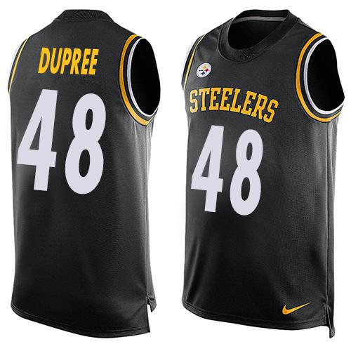 Mens Pittsburgh Steelers 48 Bud Dupree Black Hot Pressing Player Name Number Nike Nfl Tank Top Jersey