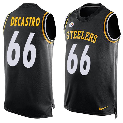 Mens Pittsburgh Steelers 66 David Decastro Black Hot Pressing Player Name Number Nike Nfl Tank Top Jersey