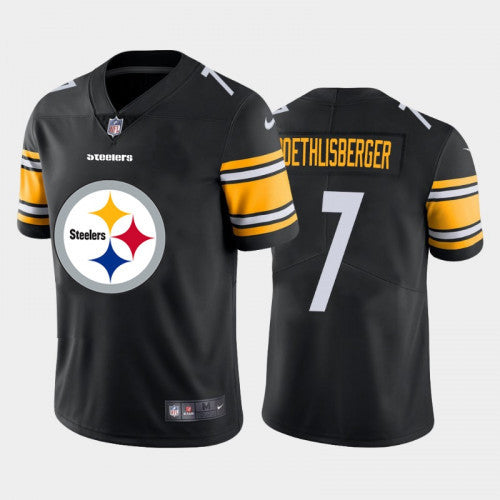 Mens Pittsburgh Steelers 7 Ben Roethlisberger Black 2020 Team Big Logo Limited Stitched Nfl Jersey