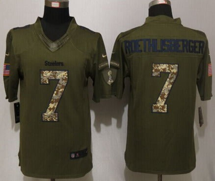 Mens Pittsburgh Steelers 7 Ben Roethlisberger Green Salute To Service 2015 Nfl Nike Limited Jersey