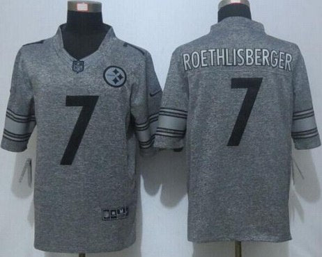 Mens Pittsburgh Steelers 7 Ben Roethlisberger Nike Gray Gridiron 2015 Nfl Gray Limited Jersey
