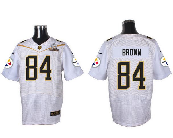 Mens Pittsburgh Steelers 84 Antonio Brown White 2016 Pro Bowl Nike Elite Jersey