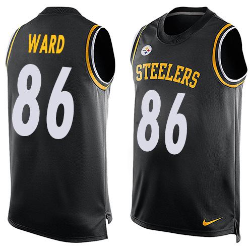 Mens Pittsburgh Steelers 86 Hines Ward Black Hot Pressing Player Name Number Nike Nfl Tank Top Jersey