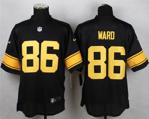 Mens Pittsburgh Steelers 86 Hines Ward Black With Yellow Nike Retired Player Nfl Elite Jersey
