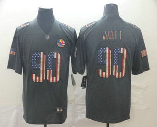 Mens Pittsburgh Steelers 90 T J Watt 2019 Black Salute To Service Usa Flag Fashion Limited Jersey