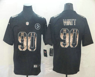 Mens Pittsburgh Steelers 90 T J Watt Black Statue Of Liberty Stitched Nfl Nike Limited Jersey