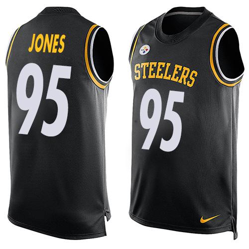 Mens Pittsburgh Steelers 95 Jarvis Jones Black Hot Pressing Player Name Number Nike Nfl Tank Top Jersey