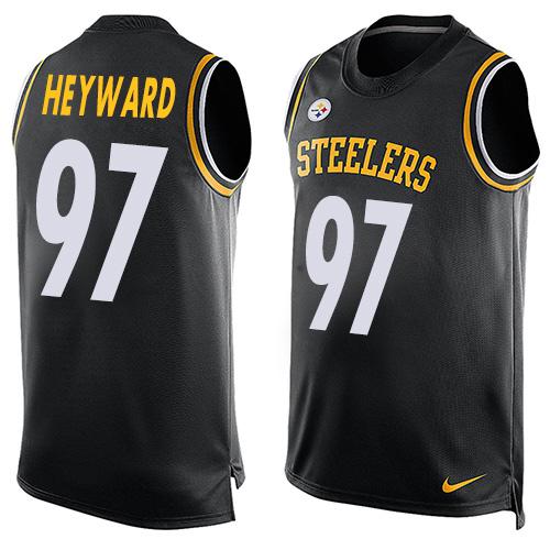 Mens Pittsburgh Steelers 97 Cameron Heyward Black Hot Pressing Player Name Number Nike Nfl Tank Top Jersey