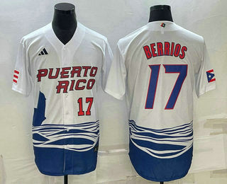 Mens Puerto Rico Baseball 17 Jose Berrios Number 2023 White World Baseball Classic Stitched Jersey
