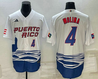 Mens Puerto Rico Baseball 4 Carlos Correa Number 2023 White World Baseball Classic Stitched Jersey