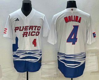 Mens Puerto Rico Baseball 4 Carlos Correa Number 2023 White World Baseball Classic Stitched Jerseys