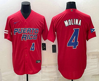 Mens Puerto Rico Baseball 4 Yadier Molina Number 2023 Red World Baseball Classic Stitched Jerseyb5o8ldoaw7_50