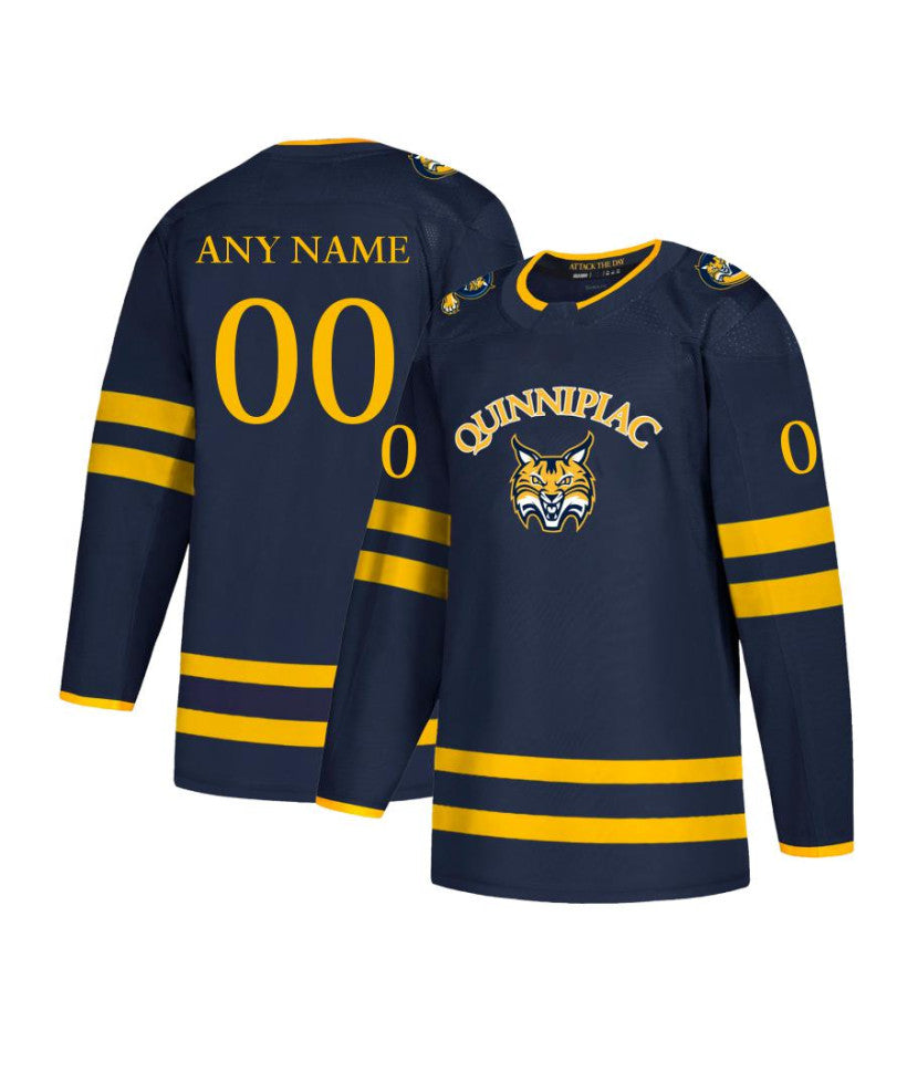 Men's Quinnipiac Bobcats Custom Navy Hockey Jersey