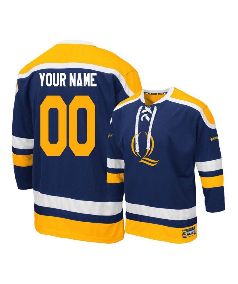 Men's Quinnipiac Bobcats Navy Custom Hockey Jersey