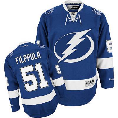 Mens Reebok Tampa Bay Lightning 51 Valtteri Filppula Blue Home Nhl Jersey