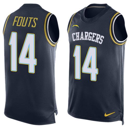 Mens San Diego Chargers 14 Dan Fouts Navy Blue Hot Pressing Player Name Number Nike Nfl Tank Top Jersey