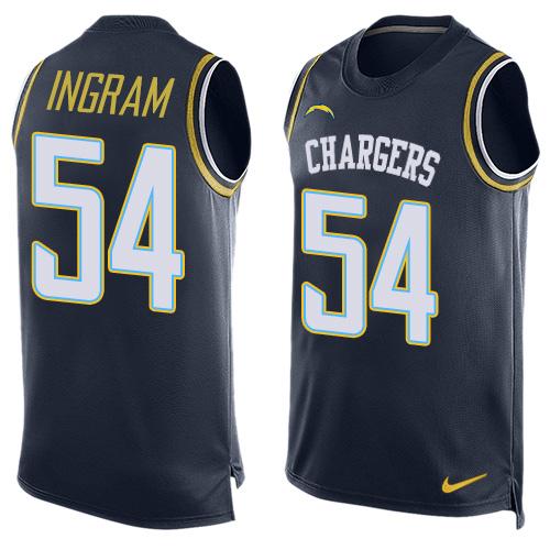 Mens San Diego Chargers 54 Melvin Ingram Navy Blue Hot Pressing Player Name Number Nike Nfl Tank Top Jersey