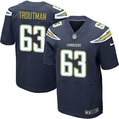 Mens San Diego Chargers 63 Johnnie Troutman Navy Blue Team Color Nfl Nike Elite Jersey