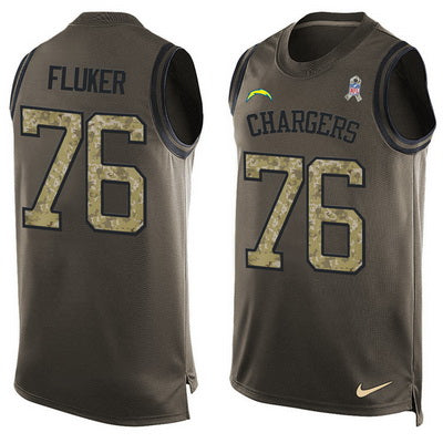 Mens San Diego Chargers 76 Djfluker Green Salute To Service Hot Pressing Player Name Number Nike Nfl Tank Top Jersey