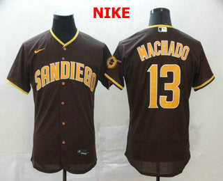 Mens San Diego Padres 13 Manny Machado Brown Stitched Mlb Flex Base Nike Jersey