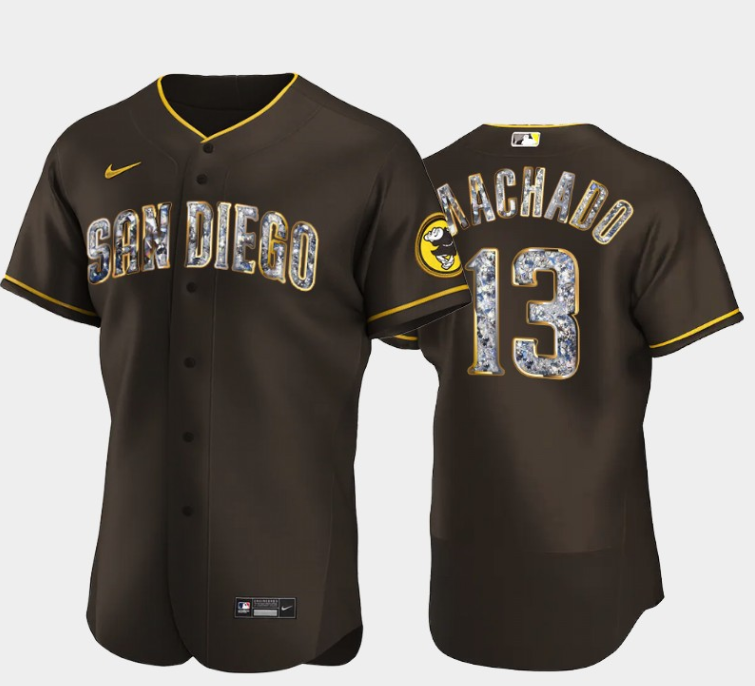 Mens San Diego Padres 13 Manny Machado Diamond Edition Brown Jersey