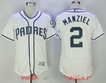 Mens San Diego Padres 2 Johnny Manziel White Home Stitched Mlb 2017 Majestic Flex Base Jersey