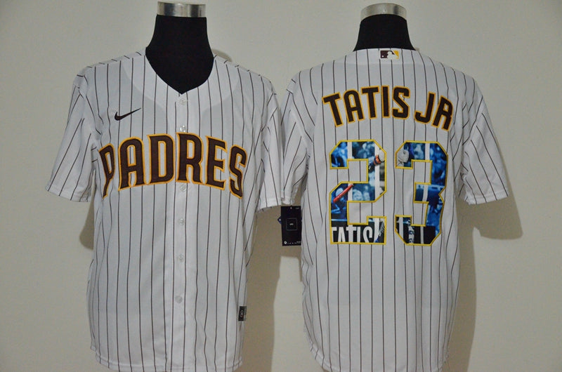 Mens San Diego Padres 23 Fernando Tatis Jr White Unforgettable Moment Stitched Fashion Mlb Cool Base Nike Jersey