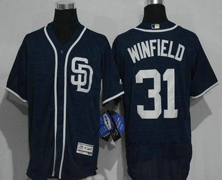 Mens San Diego Padres 31 Dave Winfield Navy Blue Stitched Mlb 2016 Majestic Flex Base Jersey