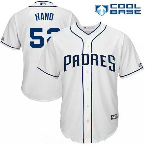 Mens San Diego Padres 52 Brad Hand White 2017 Home Stitched Mlb Majestic Cool Base Jersey