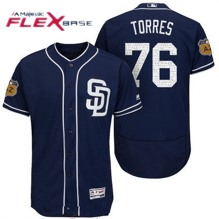 Mens San Diego Padres 76 Jose Torres Navy Blue 2017 Spring Training Stitched Mlb Majestic Flex Base Jersey