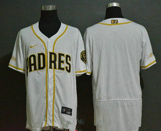 Mens San Diego Padres Blank White Golden Stitched Mlb Flex Base Nike Jersey