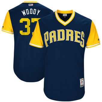 Mens San Diego Padres Travis Wood Woody Majestic Navy 2017 Players Weekend Authentic Jersey