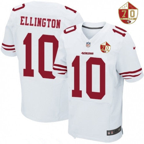 Mens San Francisco 49ers 10 Bruce Ellington White 70th Anniversary Patch Stitched Nfl Nike Elite Jersey