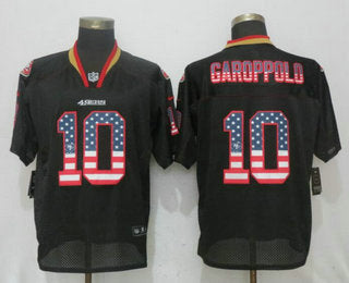 Mens San Francisco 49ers 10 Jimmy Garoppolo Black Usa Flag Fashion Stitched Nfl Nike Elite Jersey