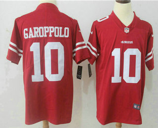 Mens San Francisco 49ers 10 Jimmy Garoppolo Red 2017 Vapor Untouchable Stitched Nfl Nike Limited Jersey