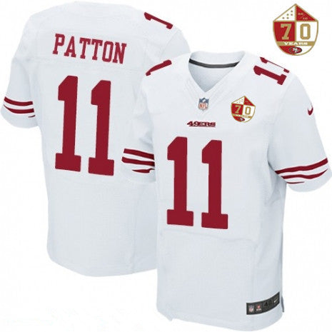 Mens San Francisco 49ers 11 Quinton Patton White 70th Anniversary Patch Stitched Nfl Nike Elite Jersey