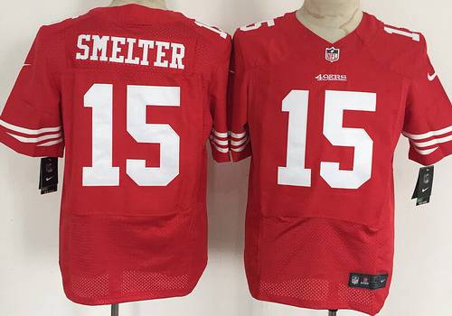Mens San Francisco 49ers 15 Deandre Smelter Nike Red Elite Jersey