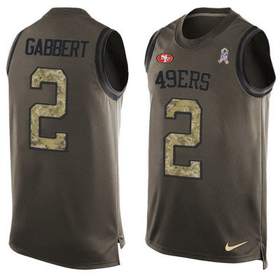 Mens San Francisco 49ers 2 Blaine Gabbert Green Salute To Service Hot Pressing Player Name Number Nike Nfl Tank Top Jersey