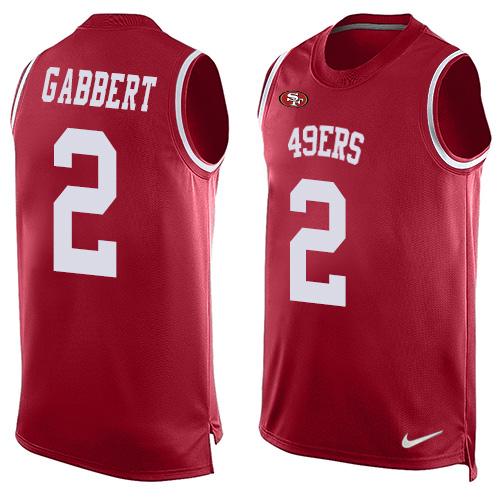Mens San Francisco 49ers 2 Blaine Gabbert Red Hot Pressing Player Name Number Nike Nfl Tank Top Jersey