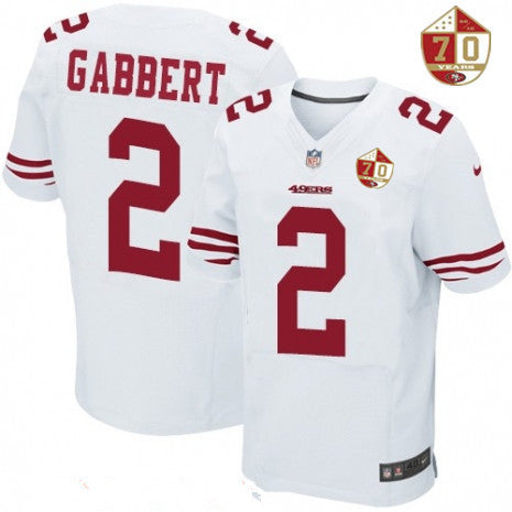 Mens San Francisco 49ers 2 Blaine Gabbert White 70th Anniversary Patch Stitched Nfl Nike Elite Jersey