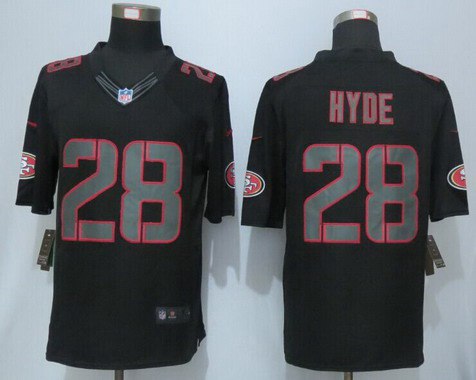 Mens San Francisco 49ers 28 Carlos Hyde Black Impact Nfl Nike Limited Jersey