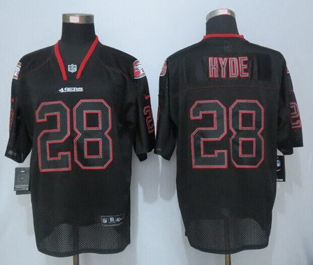 Mens San Francisco 49ers 28 Carlos Hyde Lights Out Black Nfl Nike Elite Jersey