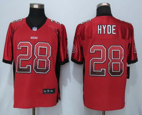 Mens San Francisco 49ers 28 Carlos Hyde Red Drift Fashion Nfl Nike Elite Jersey