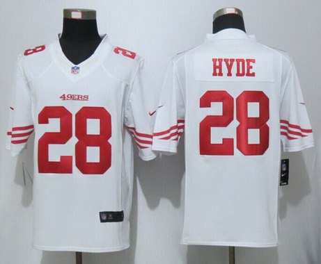 Mens San Francisco 49ers 28 Carlos Hyde White Road Nfl Nike Limited Jersey
