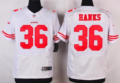Mens San Francisco 49ers 36 Merton Hanks White Retired Player Nfl Nike Elite Jersey