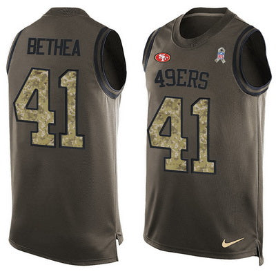 Mens San Francisco 49ers 41 Antoine Bethea Green Salute To Service Hot Pressing Player Name Number Nike Nfl Tank Top Jersey