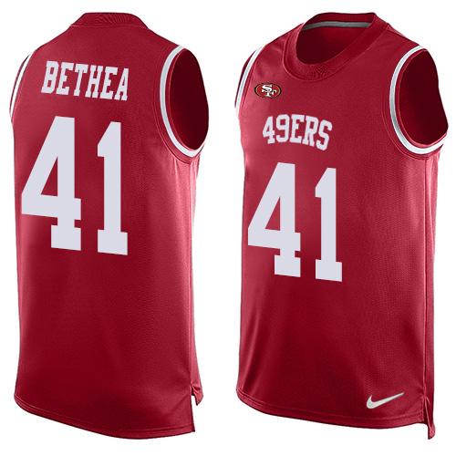 Mens San Francisco 49ers 41 Antoine Bethea Red Hot Pressing Player Name Number Nike Nfl Tank Top Jersey