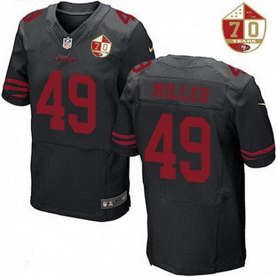 Mens San Francisco 49ers 49 Bruce Miller Black Color Rush 70th Anniversary Patch Stitched Nfl Nike Elite Jersey
