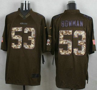 Mens San Francisco 49ers 53 Navorro Bowman Green Salute To Service 2015 Nfl Nike Limited Jersey