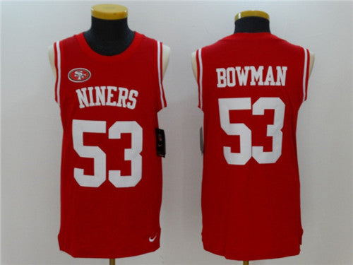 Mens San Francisco 49ers 53 Navorro Bowman Red Color Rush 2017 Vest Stitched Nfl Nike Tank Top Jersey